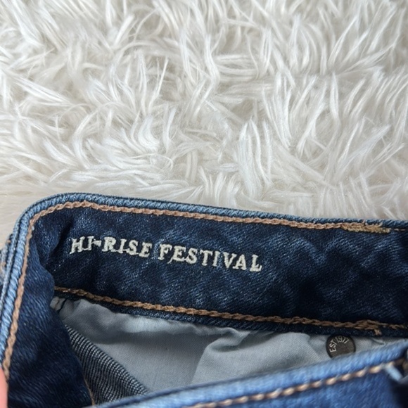 American Eagle Dark Blue Lightly Distressed High Rise Festival Jean Shorts - Picture 11 of 12